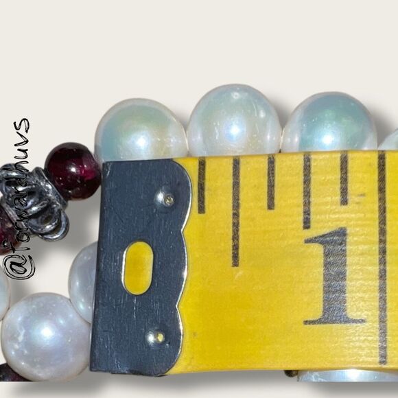 Freshwater Pearl & Garnet Bracelet – Sterling Wire – Appraised $1,795 (Insurance - Picture 8 of 14